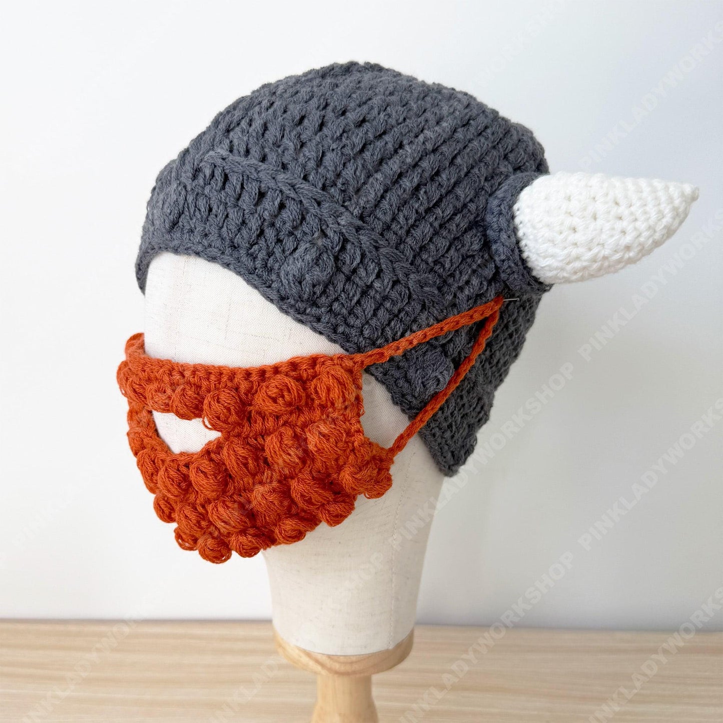 Crochet Viking Hat with Beard | Handmade Horned Helmet Beanie | Norse Costume Hat | Viking Beard Hat | Halloween Cosplay Knit Cap