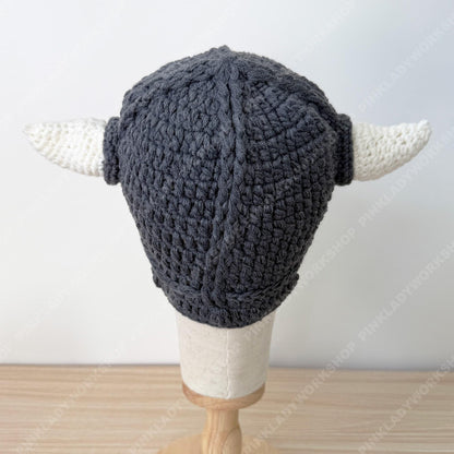 Crochet Viking Hat with Beard | Handmade Horned Helmet Beanie | Norse Costume Hat | Viking Beard Hat | Halloween Cosplay Knit Cap