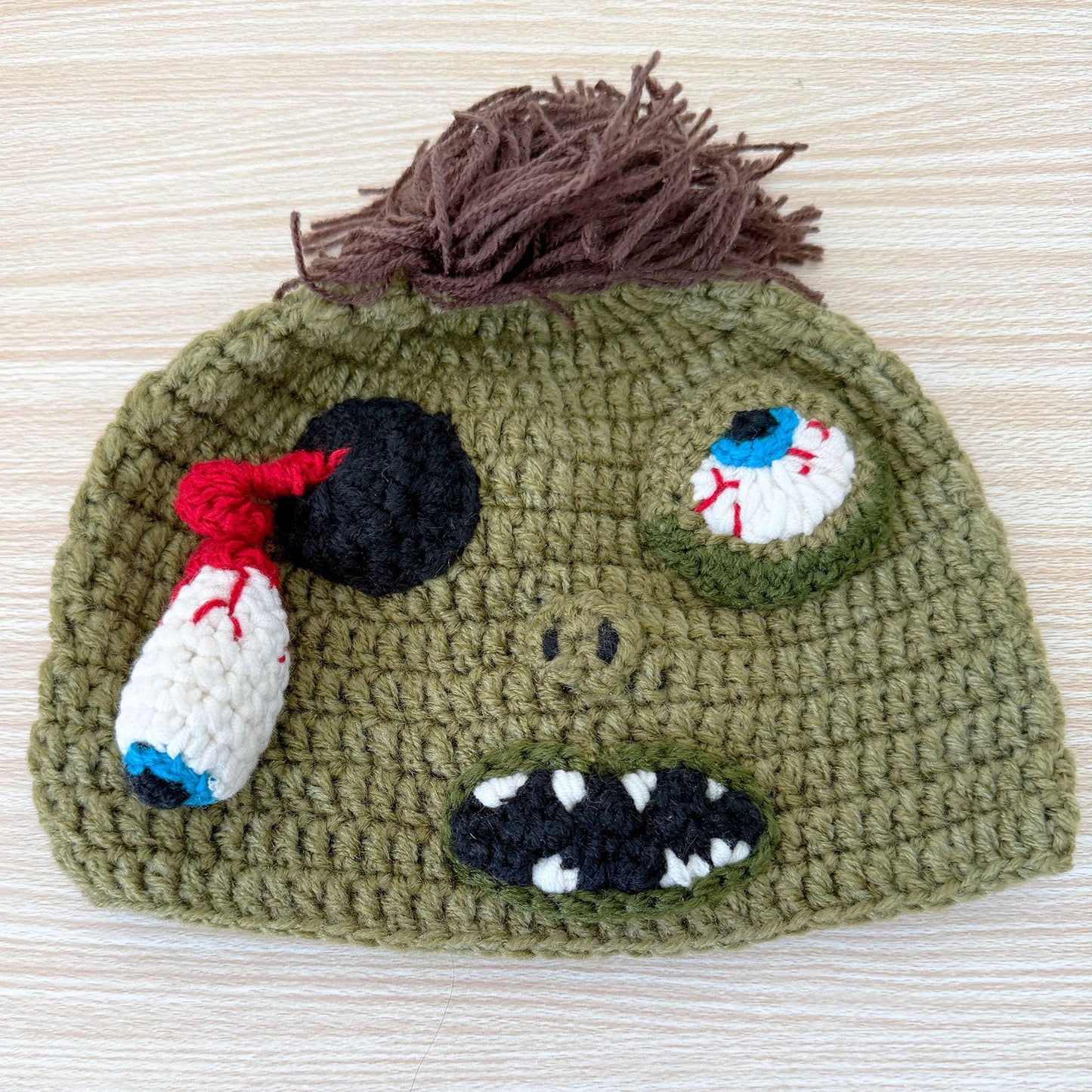 Crochet Zombie Hat | Halloween Beanie | Spooky Crochet Hat | Horror Costume Accessory | Handmade Knit Cap | Funny Scary Gift