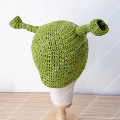Crochet Hat | Ogre Ear Beanie | Green Character Hat | Funny Costume Cap | Handmade Gift | Cosplay Headwear | Adult Kids Hat