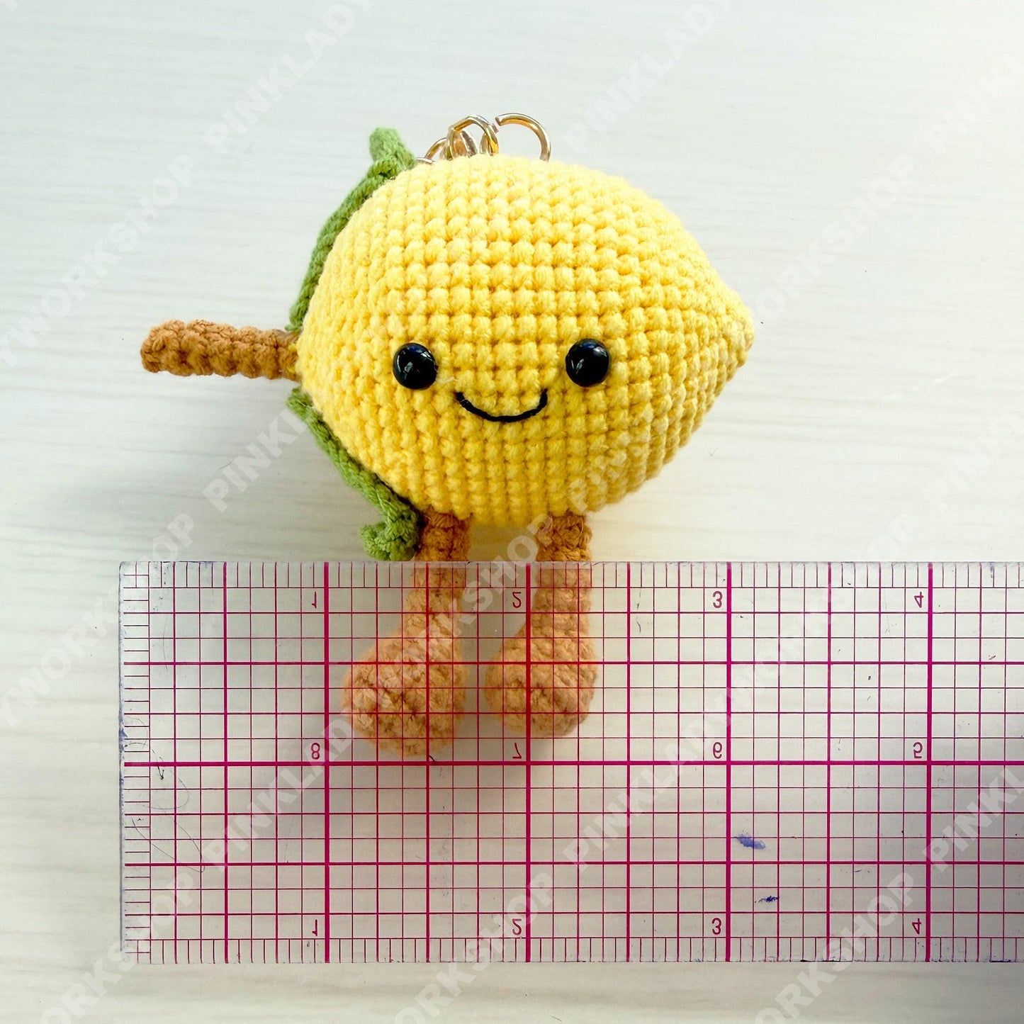 Handmade Crochet Lemon Keychain | Cute Fruit Keyring | Handmade Amigurumi Lemon | Kawaii Bag Charm | Summer Gift | Mini Plush Keychain