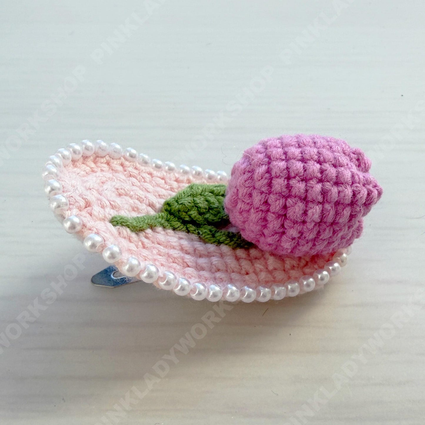 Set of 5 Crochet Tulip Hair Clip | Handmade Flower Barrette | Cute Pastel Hair Accessory | Spring Floral Clip | Gift for Her
