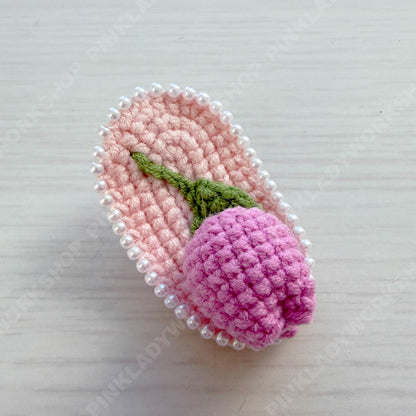 Set of 5 Crochet Tulip Hair Clip | Handmade Flower Barrette | Cute Pastel Hair Accessory | Spring Floral Clip | Gift for Her