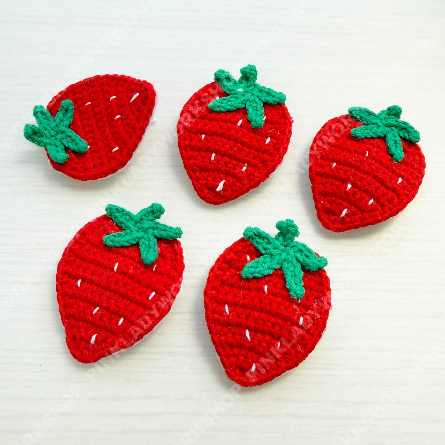 Set of 5 Crochet Strawberry Hair Clip | Handmade Fruit Barrette | Cute Red Hair Accessory | Kawaii Hair Clip | Summer Hair Pin Gift for Her