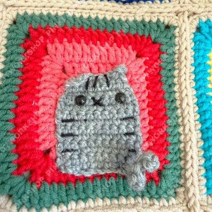 Crochet Cat Granny Square Bag | Handmade Cat Tote | Cute Kitty Crossbody | Colorful Patchwork Purse | Gift for Cat Lover