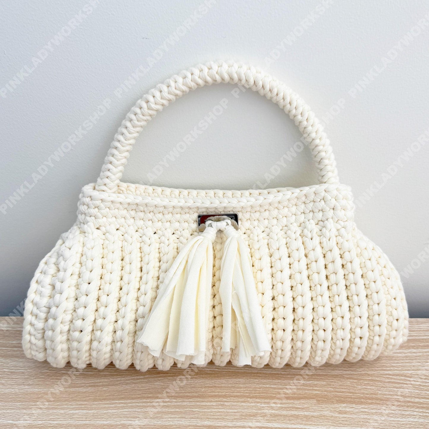 Cream Crochet Clutch Bag | Handmade Knit Handbag | Elegant Mini Purse | Wedding Bridal Bag | Chic Top Handle Bag