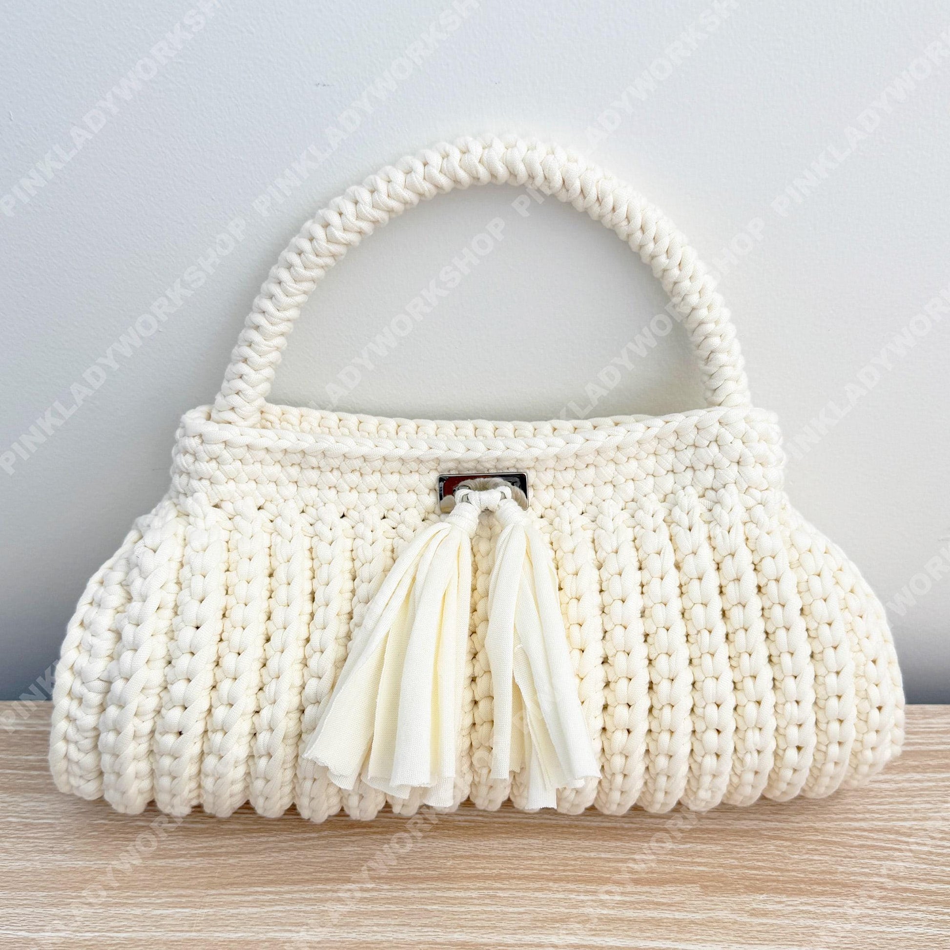 Cream Crochet Clutch Bag | Handmade Knit Handbag | Elegant Mini Purse | Wedding Bridal Bag | Chic Top Handle Bag
