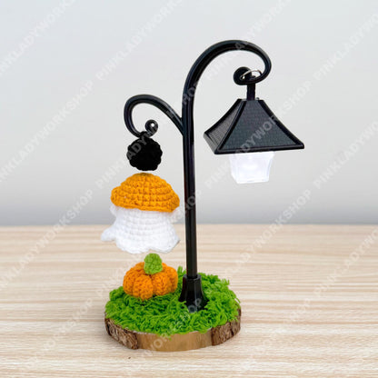 Magnetic Floating Ghost Night Light | Crochet Halloween Decor | Levitating Pumpkin Ghost Lamp | Cute Spooky Desk Light Gift