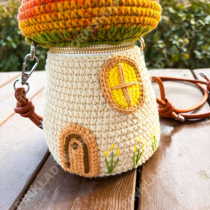 Crochet Mushroom House Crossbody Bag | Fairy Cottage Purse | Whimsical Woodland Bag | Coachella Festival Bag | Y2K Cute Shoulder Bag
