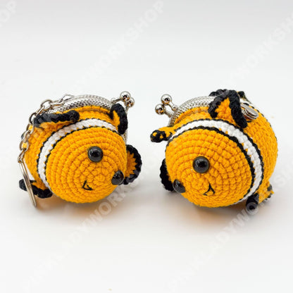 Crochet Clownfish Coin Purse | Finding Nemo Inspired Keychain | Handmade Fish Wallet | Cute Mini Pouch | Amigurumi Gift
