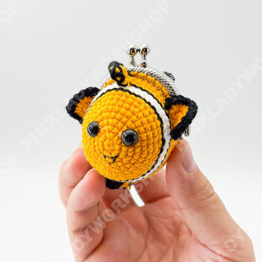 Crochet Clownfish Coin Purse | Finding Nemo Inspired Keychain | Handmade Fish Wallet | Cute Mini Pouch | Amigurumi Gift