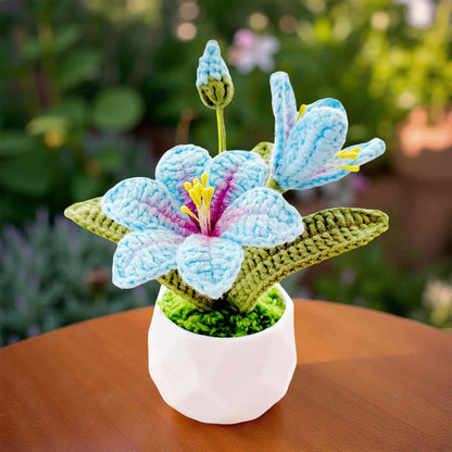 Crochet Clematis Flower Pot | Handmade Mini Plant Decor | Amigurumi Flower | Desk Decor Gift | Cute Home Decoration