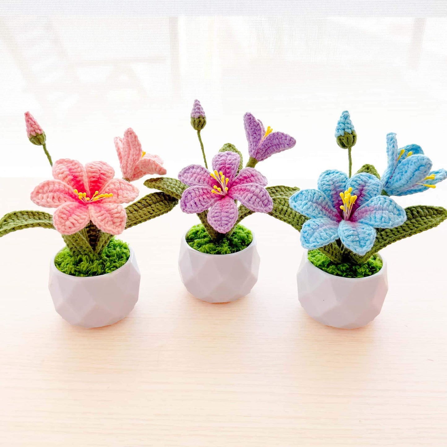 Crochet Clematis Flower Pot | Handmade Mini Plant Decor | Amigurumi Flower | Desk Decor Gift | Cute Home Decoration
