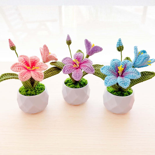Crochet Clematis Flower Pot | Handmade Mini Plant Decor | Amigurumi Flower | Desk Decor Gift | Cute Home Decoration