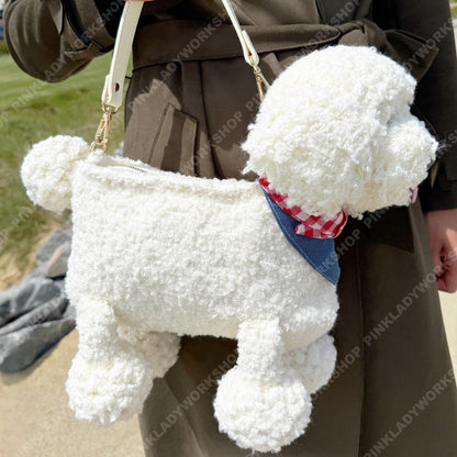 Custom Crochet Dog Bag | Puppy Crossbody Purse | Fluffy Poodle Handbag | Personalized Animal Shoulder Bag