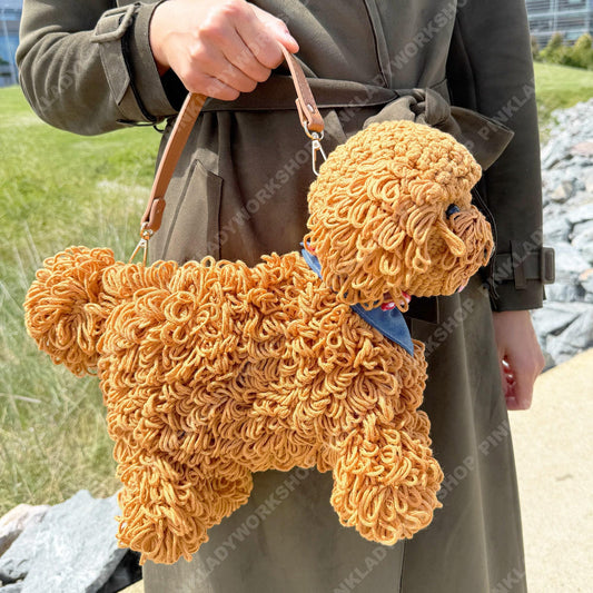 Custom Crochet Dog Bag | Puppy Crossbody Purse | Fluffy Poodle Handbag | Personalized Animal Shoulder Bag