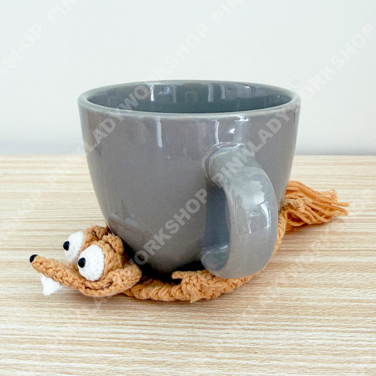 Set of 2 Crochet Beaver Coaster | Handmade Animal Mug Rug | Cute Coffee Cup Mat | Funny Cottagecore Desk Decor