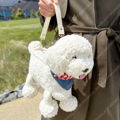 Custom Crochet Dog Bag | Puppy Crossbody Purse | Fluffy Poodle Handbag | Personalized Animal Shoulder Bag