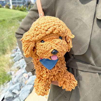 Custom Crochet Dog Bag | Puppy Crossbody Purse | Fluffy Poodle Handbag | Personalized Animal Shoulder Bag