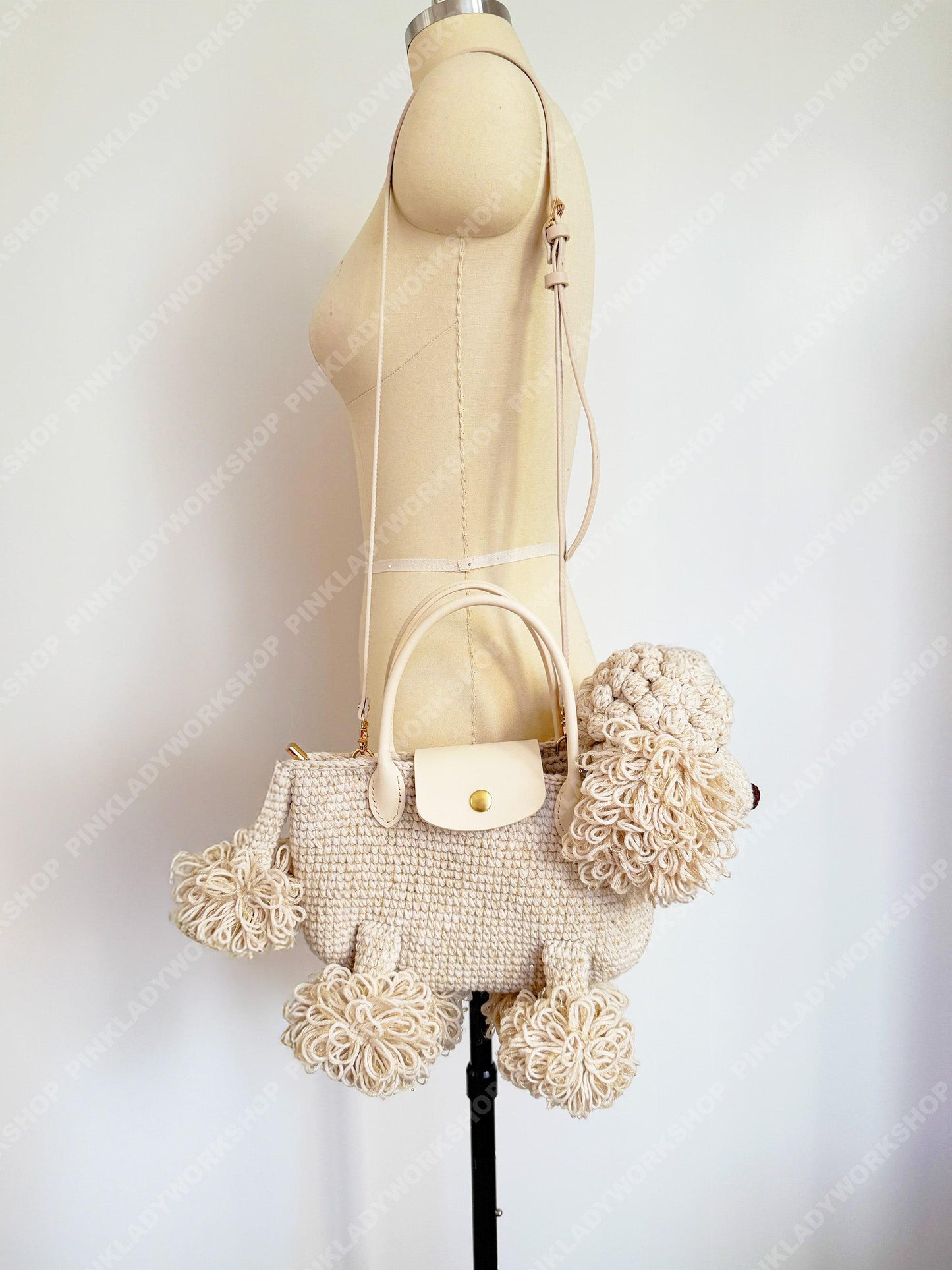 Custom Crochet Dog Bag | Puppy Crossbody Purse | Fluffy Poodle Handbag | Personalized Animal Shoulder Bag