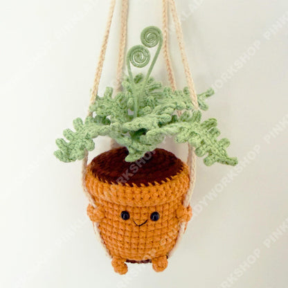 Crochet Hanging Plant | Smiley Face Plant Pot | Handmade Crochet Succulent | Kawaii Plant Decor | Cute Wall Hanging | Housewarming Gift