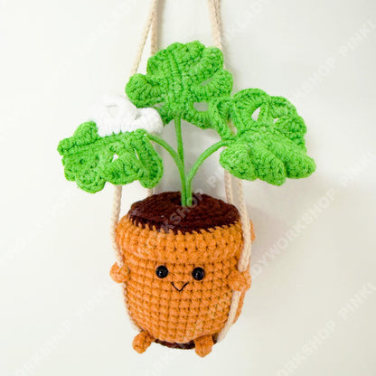 Crochet Hanging Plant | Smiley Face Plant Pot | Handmade Crochet Succulent | Kawaii Plant Decor | Cute Wall Hanging | Housewarming Gift