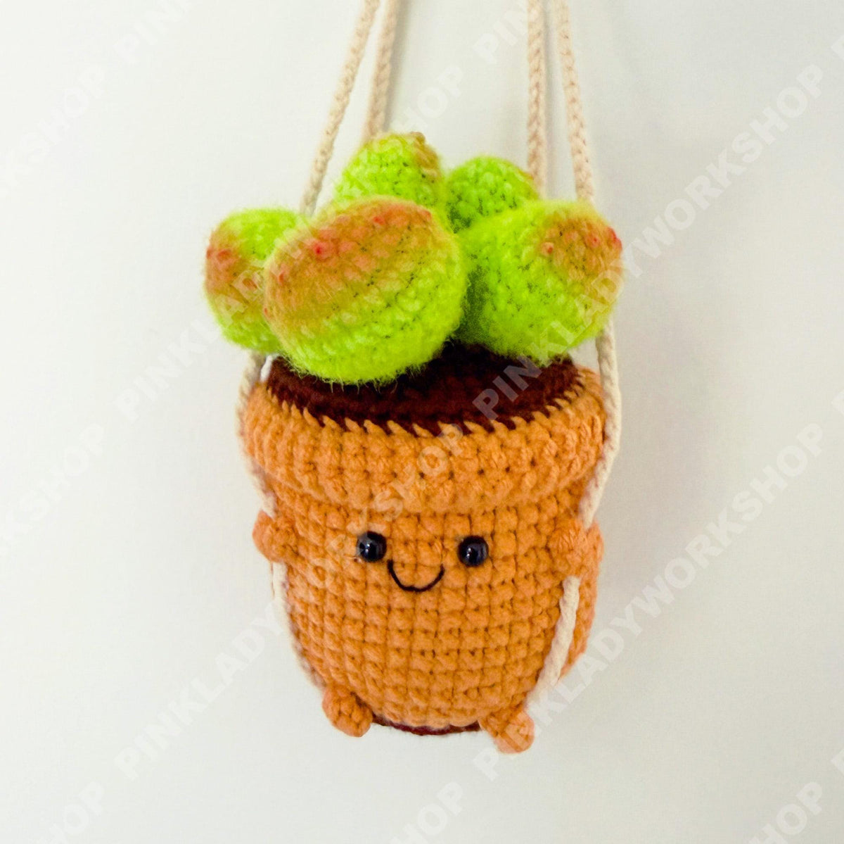 Crochet Hanging Plant | Smiley Face Plant Pot | Handmade Crochet Succulent | Kawaii Plant Decor | Cute Wall Hanging | Housewarming Gift
