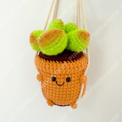Crochet Hanging Plant | Smiley Face Plant Pot | Handmade Crochet Succulent | Kawaii Plant Decor | Cute Wall Hanging | Housewarming Gift