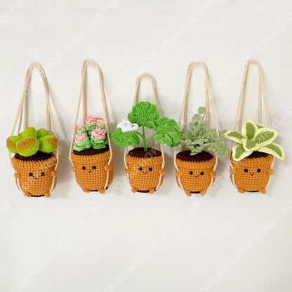 Crochet Hanging Plant | Smiley Face Plant Pot | Handmade Crochet Succulent | Kawaii Plant Decor | Cute Wall Hanging | Housewarming Gift
