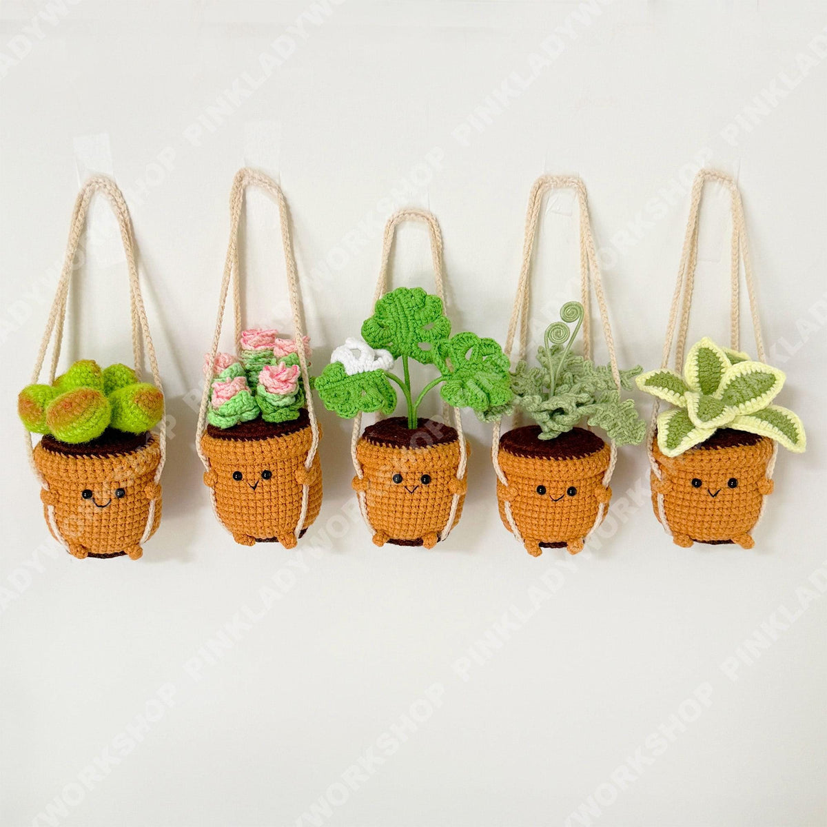 Crochet Hanging Plant | Smiley Face Plant Pot | Handmade Crochet Succulent | Kawaii Plant Decor | Cute Wall Hanging | Housewarming Gift