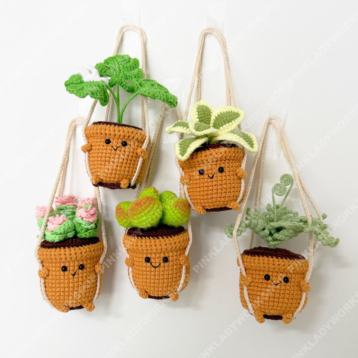 Crochet Hanging Plant | Smiley Face Plant Pot | Handmade Crochet Succulent | Kawaii Plant Decor | Cute Wall Hanging | Housewarming Gift
