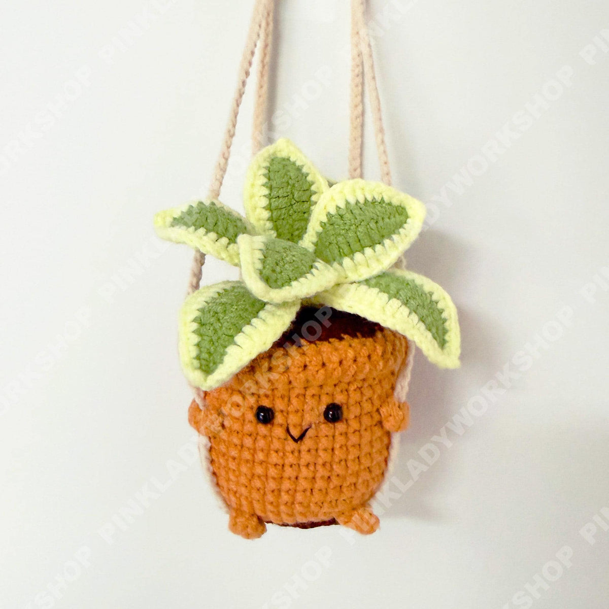 Crochet Hanging Plant | Smiley Face Plant Pot | Handmade Crochet Succulent | Kawaii Plant Decor | Cute Wall Hanging | Housewarming Gift
