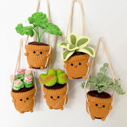 Crochet Hanging Plant | Smiley Face Plant Pot | Handmade Crochet Succulent | Kawaii Plant Decor | Cute Wall Hanging | Housewarming Gift