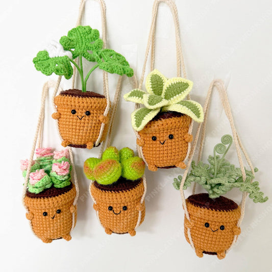 Crochet Hanging Plant | Smiley Face Plant Pot | Handmade Crochet Succulent | Kawaii Plant Decor | Cute Wall Hanging | Housewarming Gift
