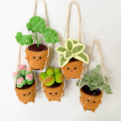 Crochet Hanging Plant | Smiley Face Plant Pot | Handmade Crochet Succulent | Kawaii Plant Decor | Cute Wall Hanging | Housewarming Gift