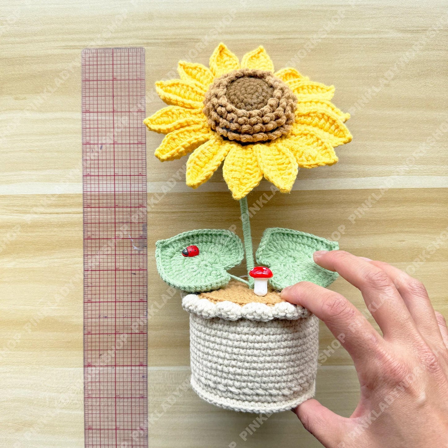 Crochet Sunflower in Pot: Handmade Cotton Yarn Decor
