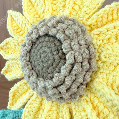 Crochet Sunflower in Pot: Handmade Cotton Yarn Decor