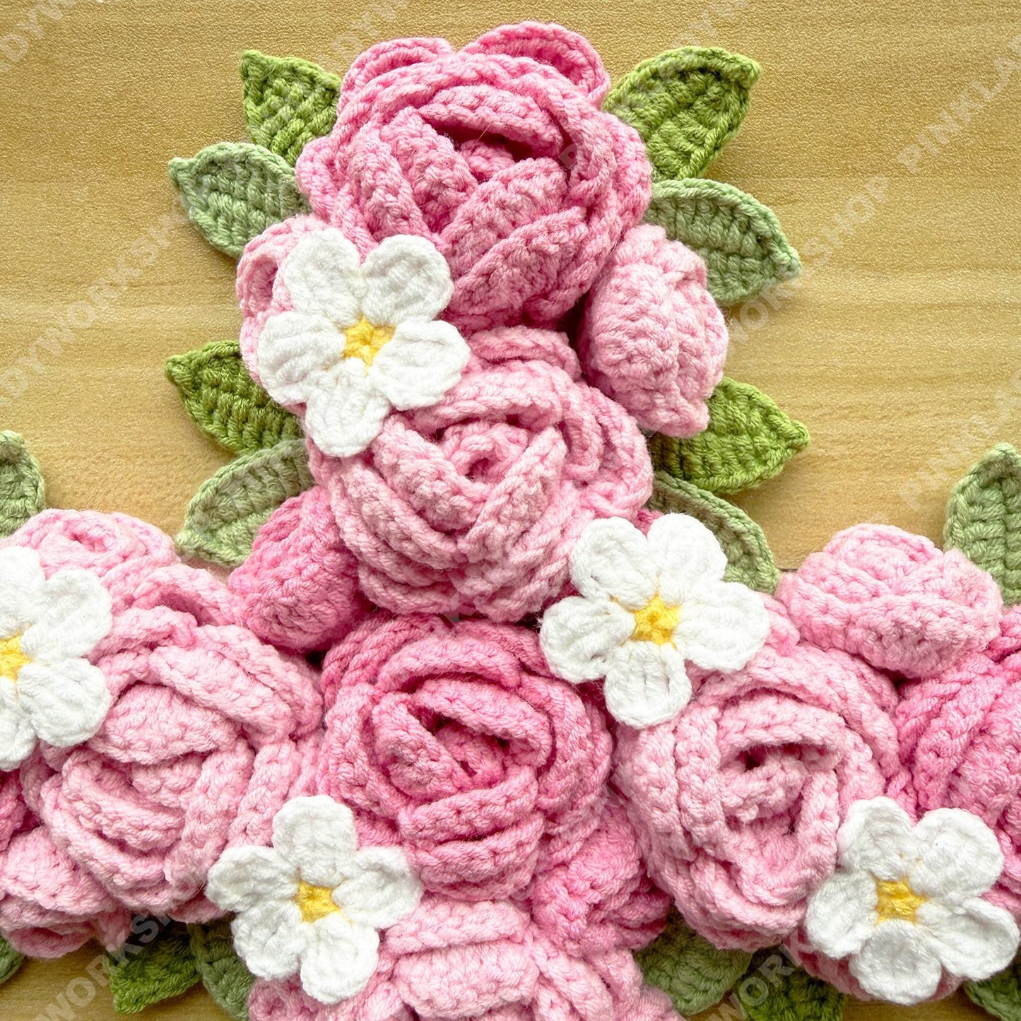 Crochet Rose Cross Wall Hanging | Handmade Christian Cross Deco | Floral Decoration | Pink Rose Cross | Religious Gift | Easter Baptism Gift