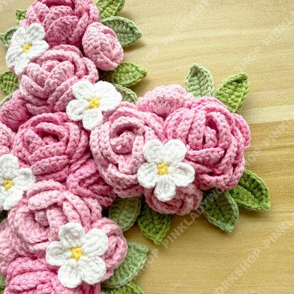 Crochet Rose Cross Wall Hanging | Handmade Christian Cross Deco | Floral Decoration | Pink Rose Cross | Religious Gift | Easter Baptism Gift