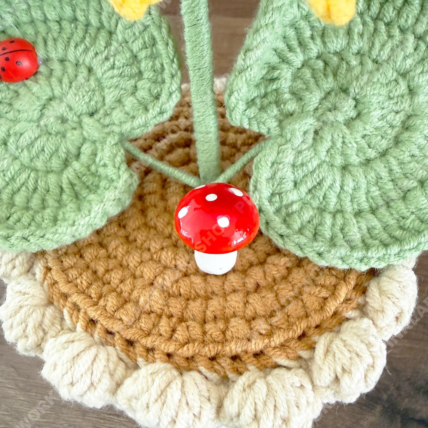 Crochet Sunflower in Pot: Handmade Cotton Yarn Decor