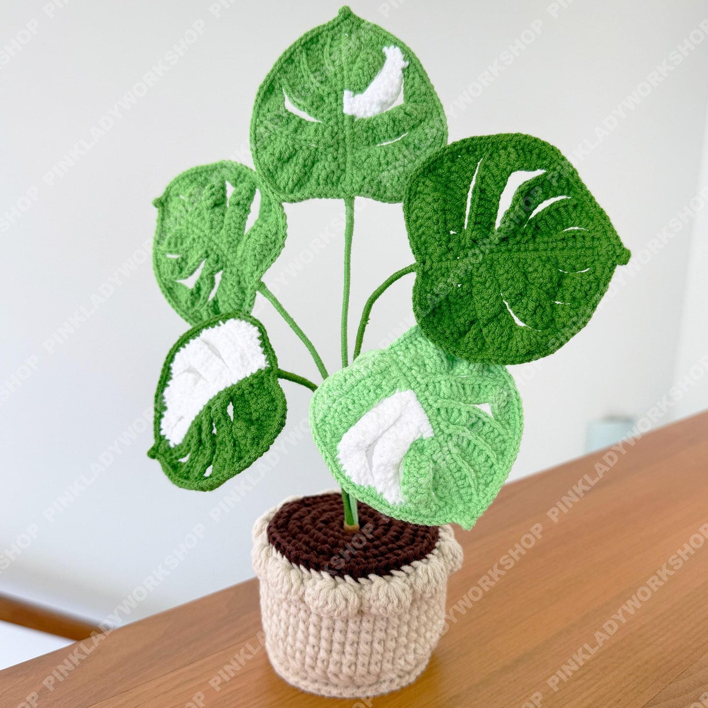 Crochet Monstera Plant in Pot: Handmade Yarn Houseplant Decor
