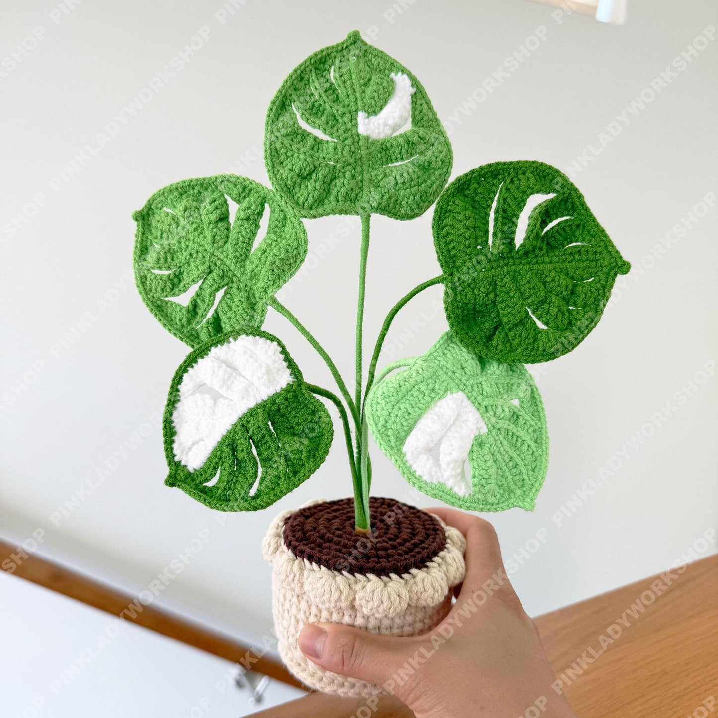 Crochet Monstera Plant in Pot: Handmade Yarn Houseplant Decor
