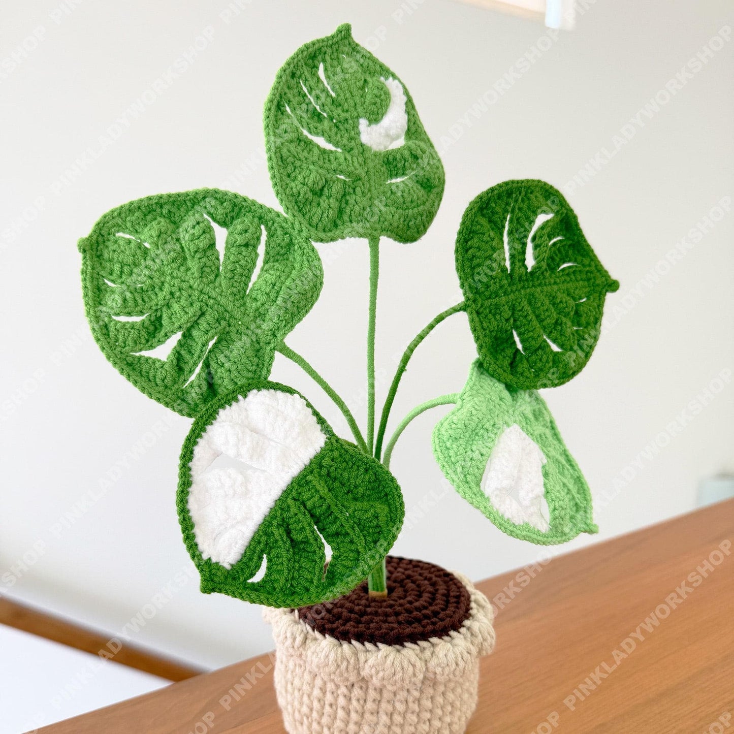 Crochet Monstera Plant in Pot: Handmade Yarn Houseplant Decor