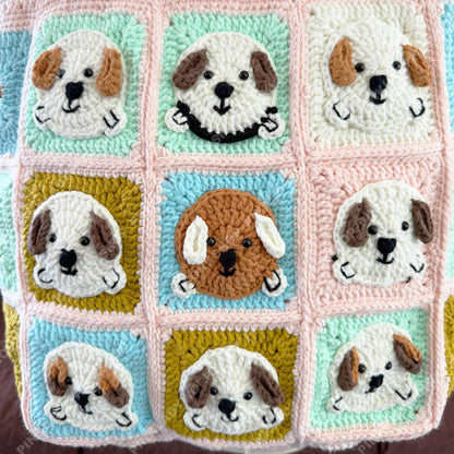 Crochet Dog Tote Bag | Granny Square Puppy Bag | Handmade Dog Lover Gift | Cute Pastel Shoulder Bag | Crochet Market Bag
