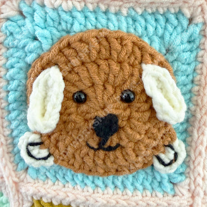 Crochet Dog Tote Bag | Granny Square Puppy Bag | Handmade Dog Lover Gift | Cute Pastel Shoulder Bag | Crochet Market Bag
