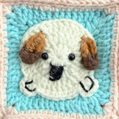 Crochet Dog Tote Bag | Granny Square Puppy Bag | Handmade Dog Lover Gift | Cute Pastel Shoulder Bag | Crochet Market Bag