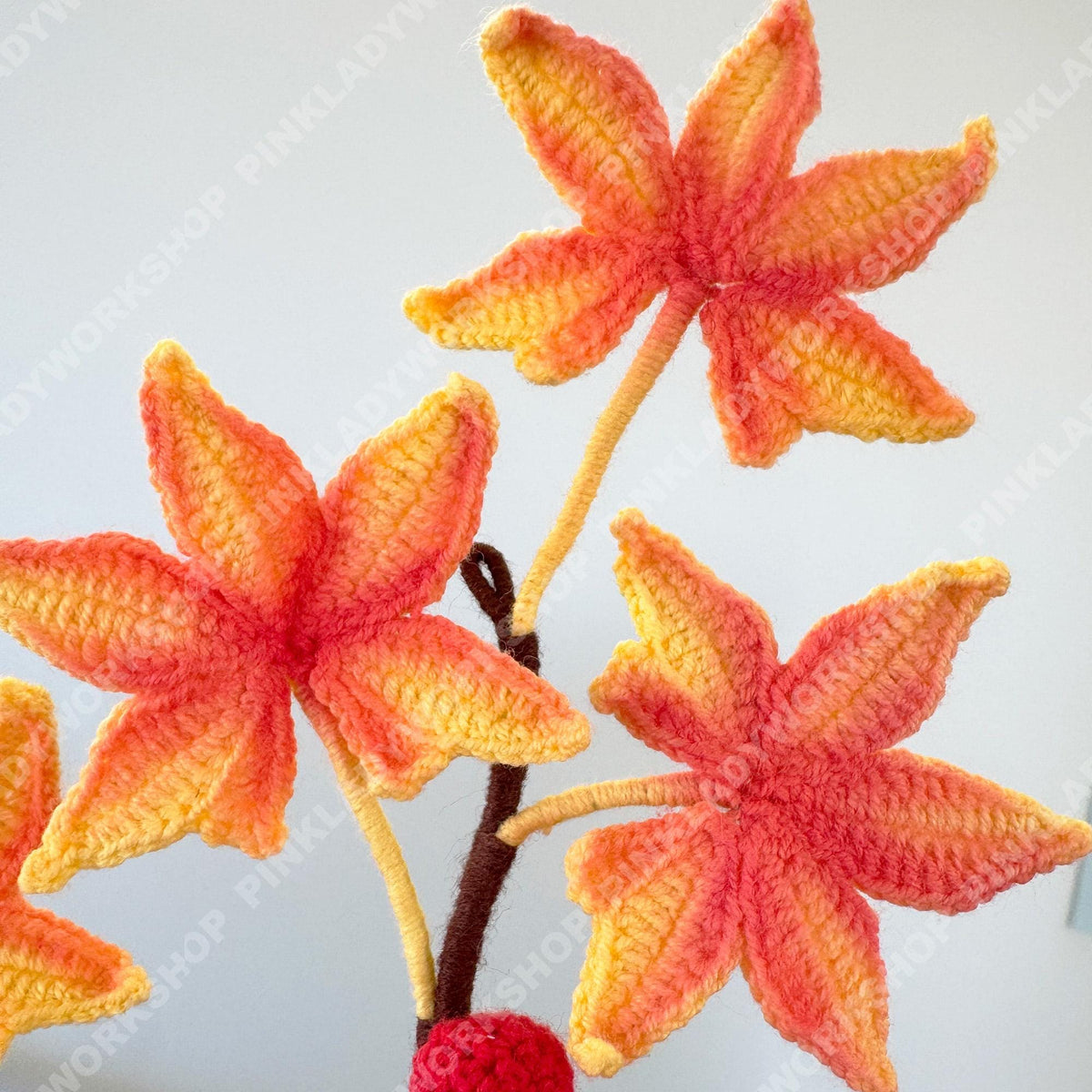 Handmade Crochet Maple Tree in Pot: Autumn Fall Leaves Plant - Knitted Faux Bonsai Decor - Thanksgiving Table Centerpiece - Cozy Fall Gift