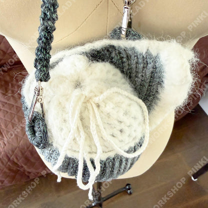 Handmade Crochet Conch Shell Bag: Seashell Crossbody Purse - Spiral Shell Shoulder Bag in Champagne or Grey - Beach Mermaid Gift for Her