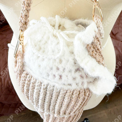 Handmade Crochet Conch Shell Bag: Seashell Crossbody Purse - Spiral Shell Shoulder Bag in Champagne or Grey - Beach Mermaid Gift for Her