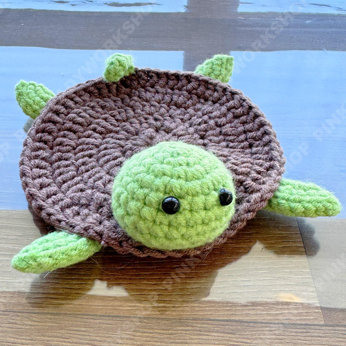 Crochet Turtle Coasters, Set of 3 Handmade Brown Green 3D